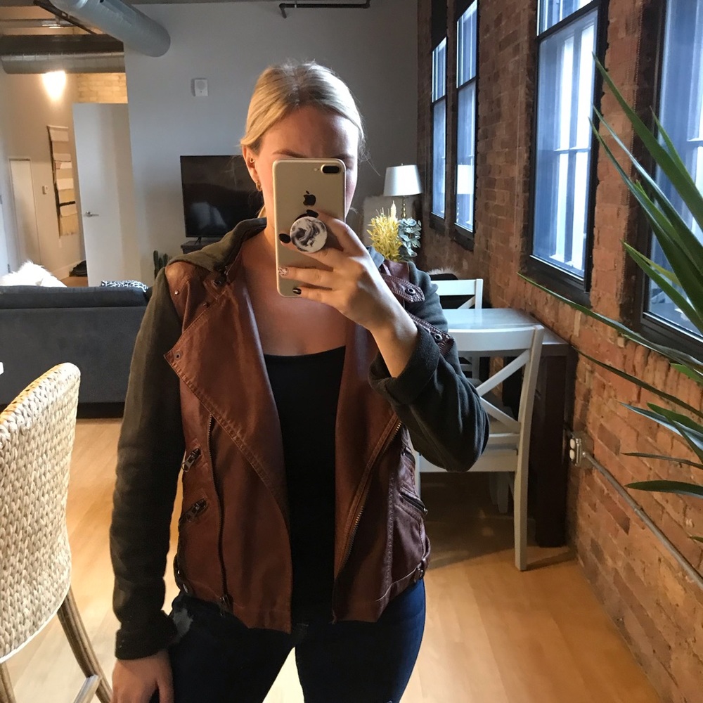 Hooded leather jacket from Urban Outfitters